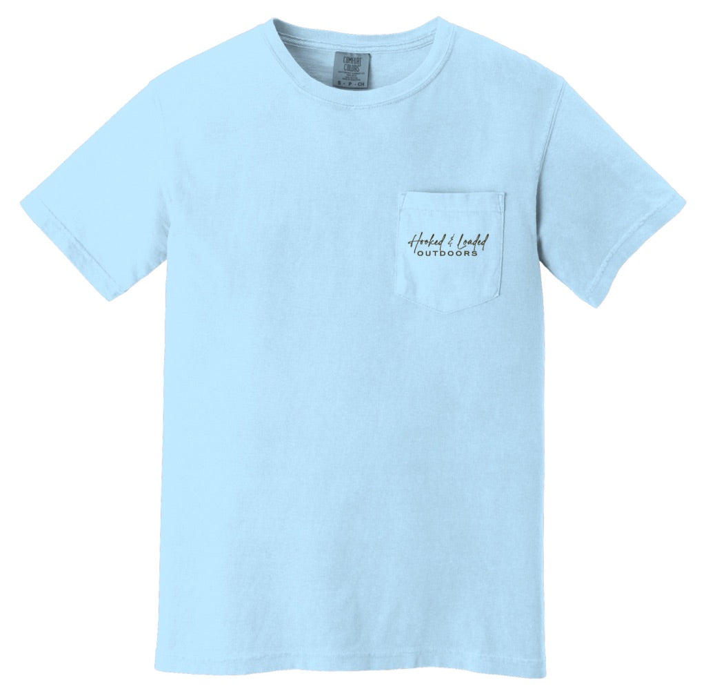 Find Your Catch Pocket Tee - Light Blue