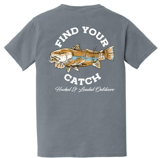 Find Your Catch Pocket Tee - Grey