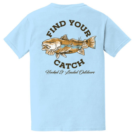 Find Your Catch Pocket Tee - Light Blue