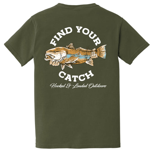 Find Your Catch Pocket Tee - Olive